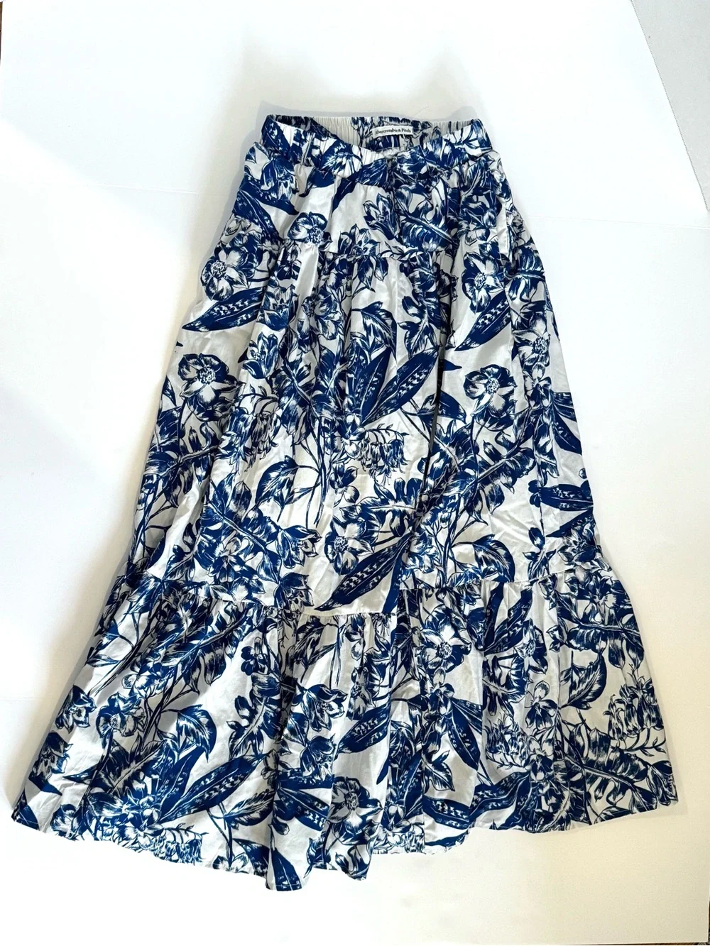Abercrombie Off Shoulder Crop Top Tiered Maxi Skirt Set S Floral Poplin Boho